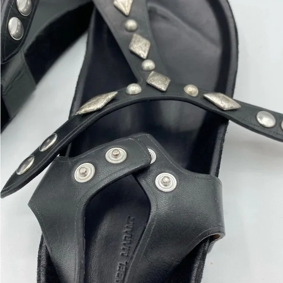 ISABEL MARANT ENAVY LEATHER STUD GLADIATOR SANDALS - Picture 9 of 14